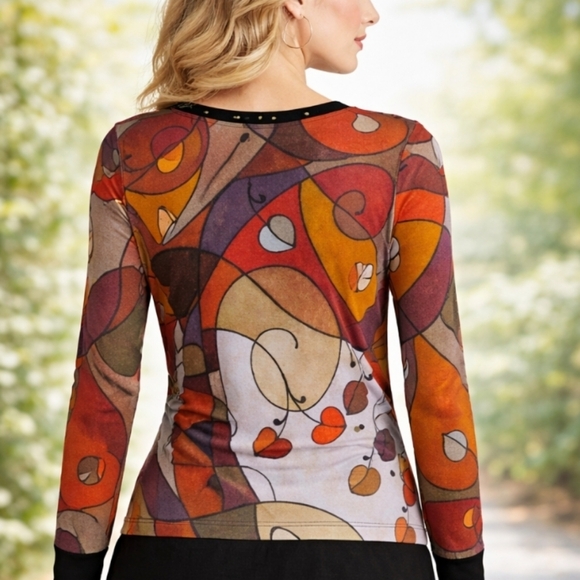 Dolcezza Simply Art | Heart Leaves Abstract Tunic Top * NWT - Picture 4 of 12